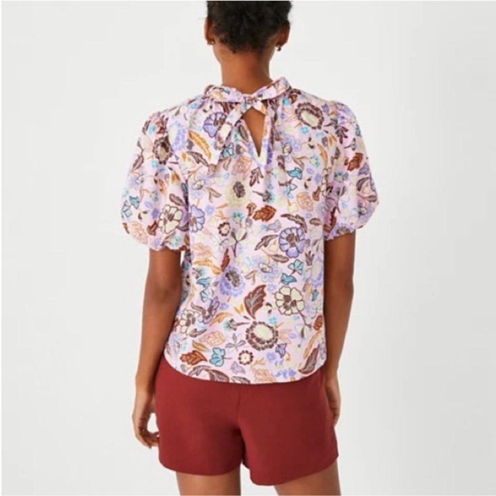 Ann Taylor Batik Floral Tie Back Top Size L - Picture 4 of 10